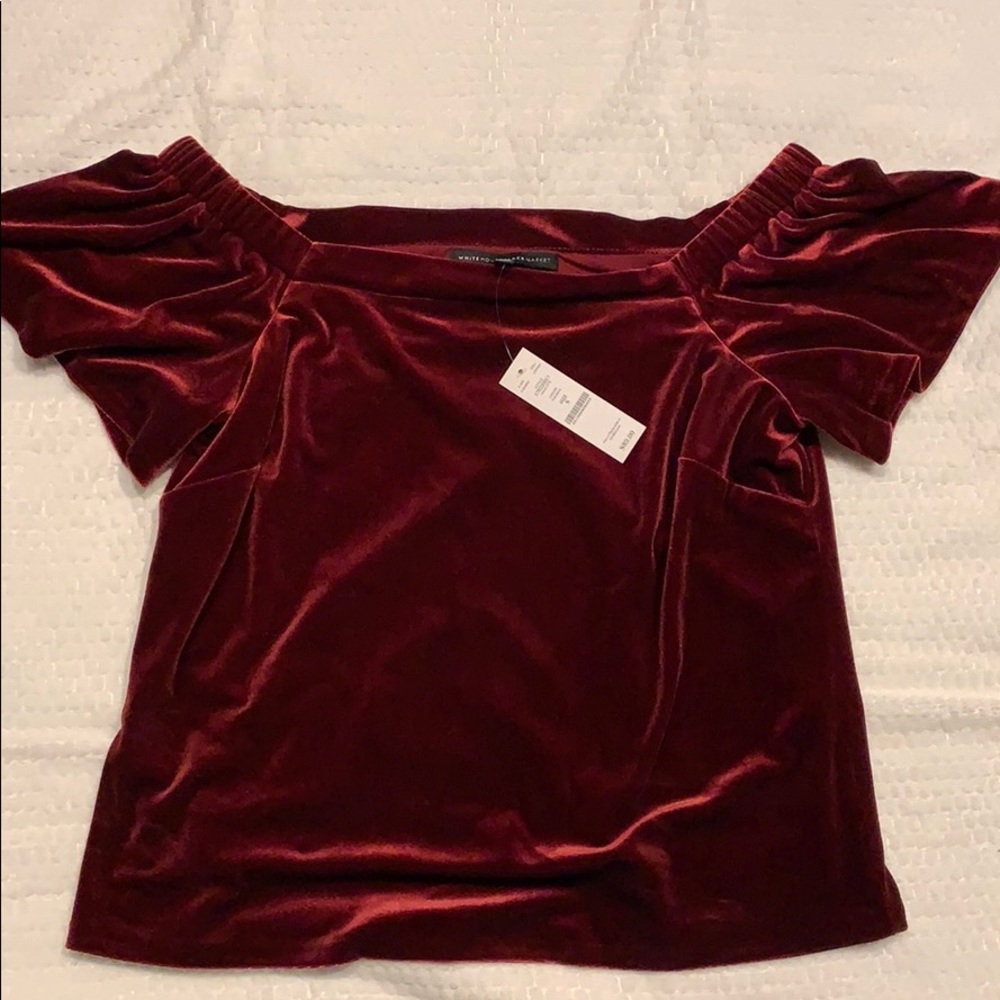 NWT velvet off-the-shoulder holiday top